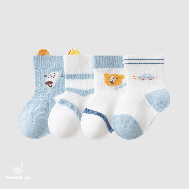 Babies' Breathable Ribbed Ankle Socks -4 Pack