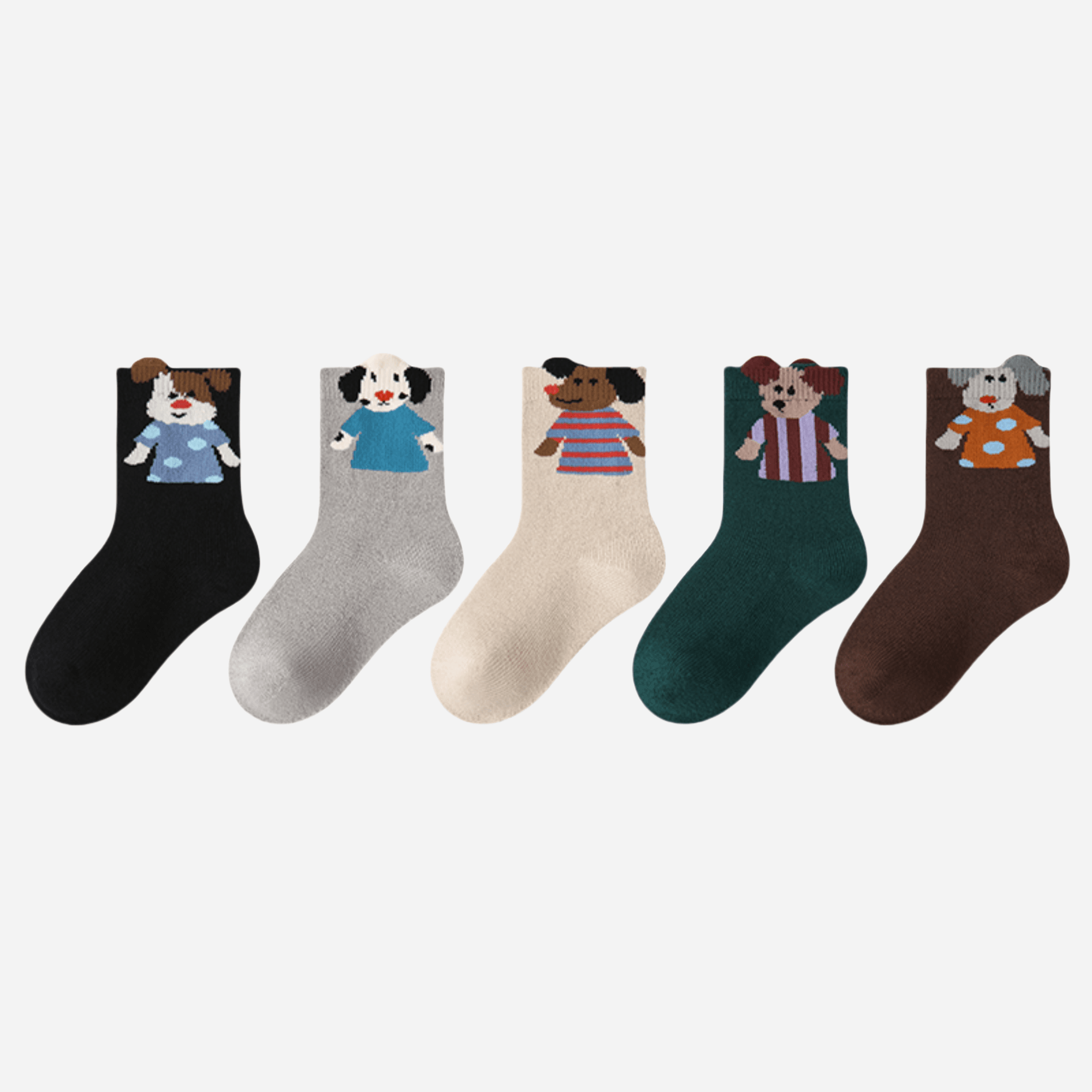 Kid's 3D Puppy Novelty Crew Socks - 5 Pairs - Weavasocks