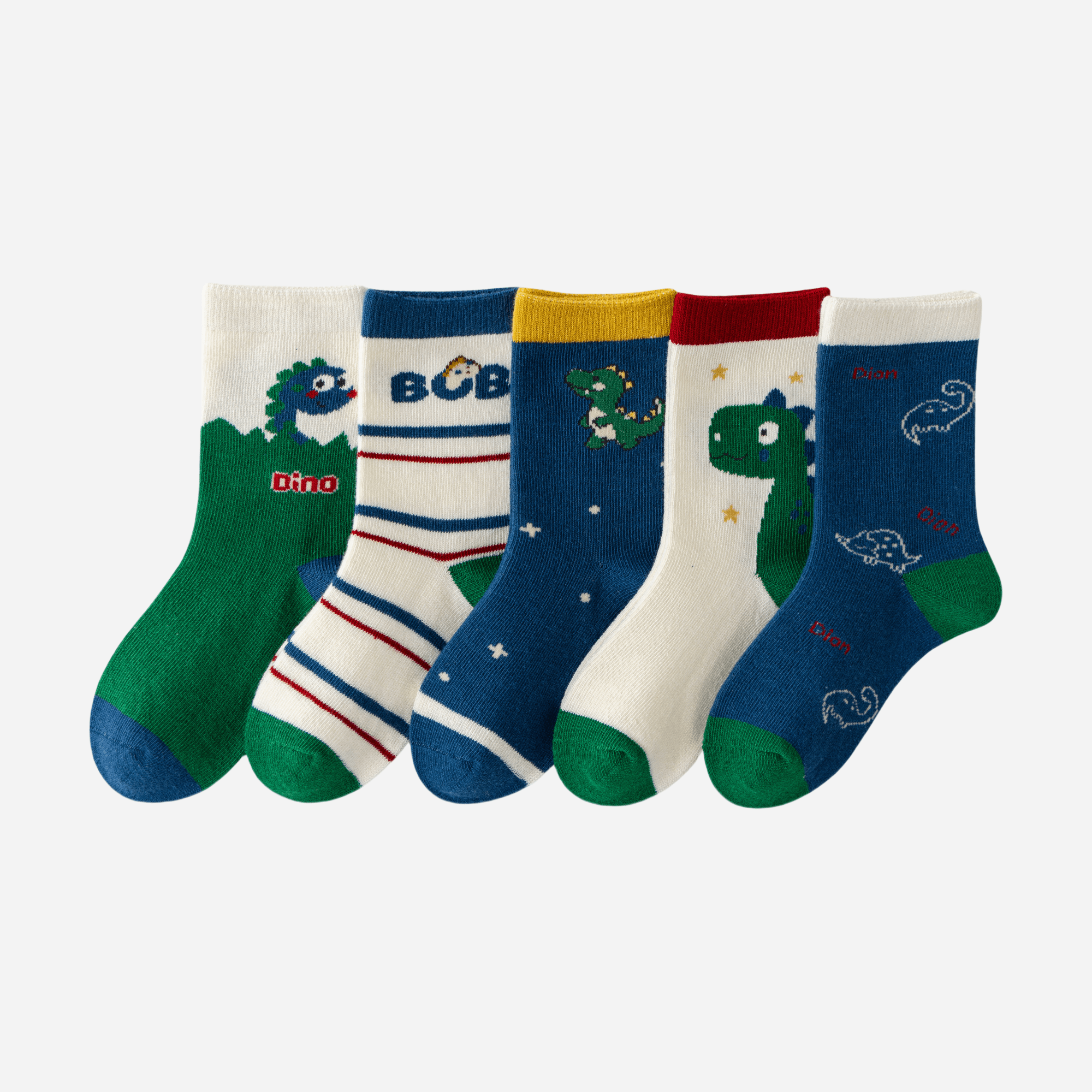 Kid's Playful Dinosaur Crew Socks - 5 Pairs - Weavasocks