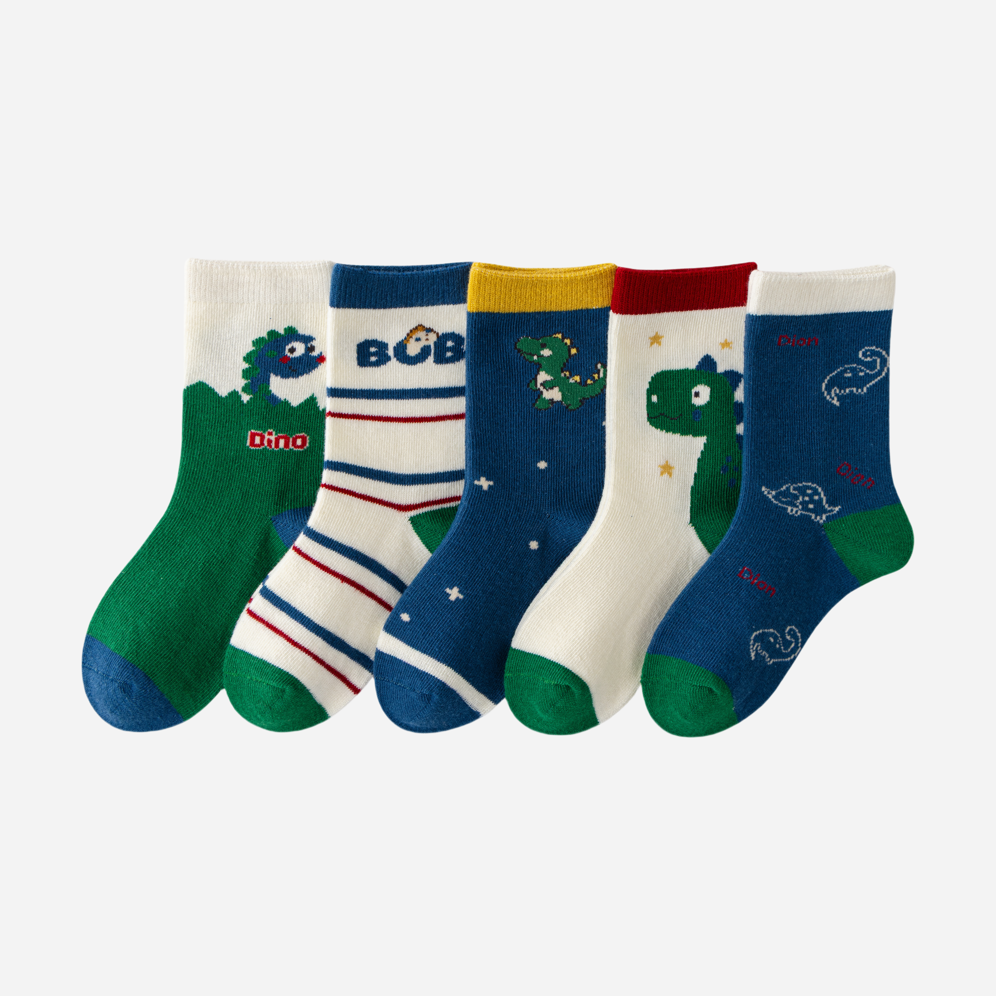 Kid's Playful Dinosaur Crew Socks - 5 Pairs