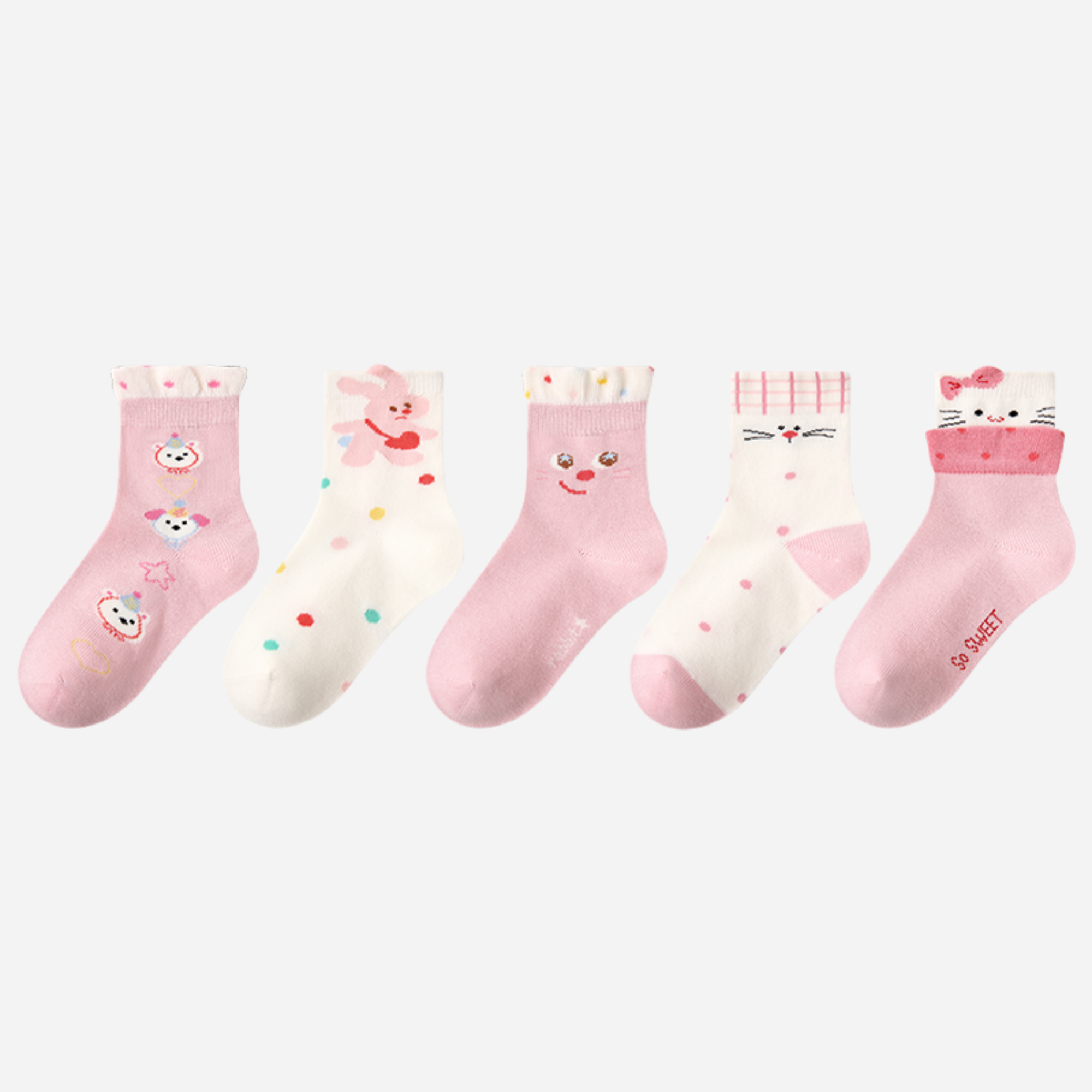 Kids' Pink Bunny Love-5 Pack