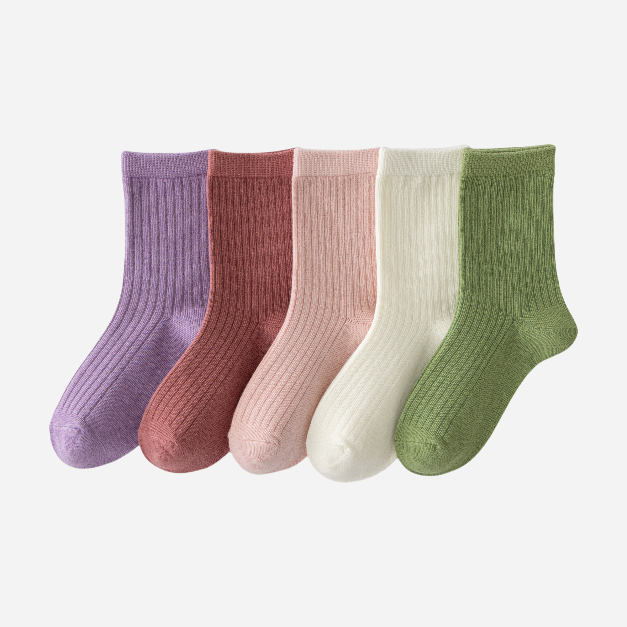 Kid's Classic Ribbed Crew Socks - 5 Pairs