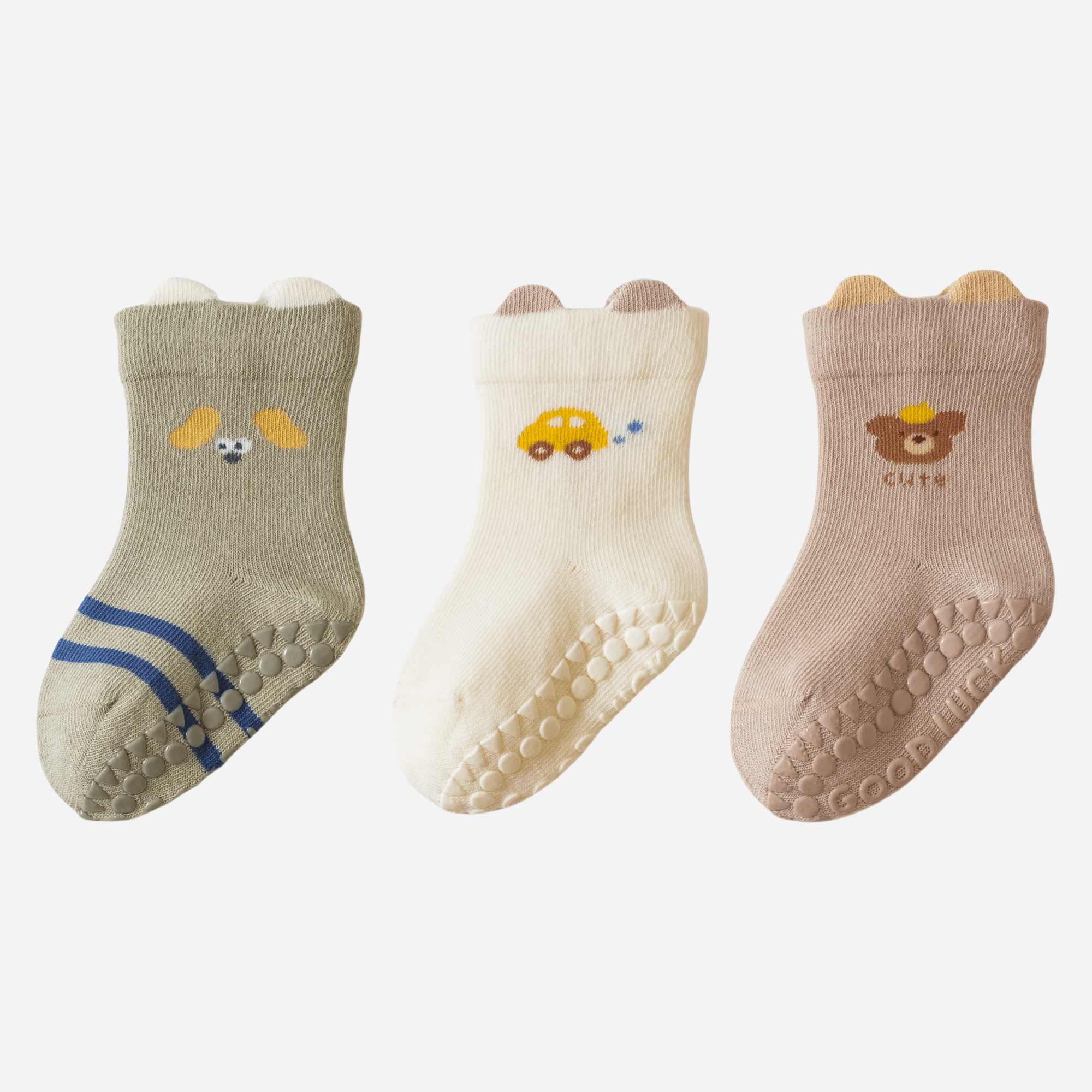Babies Lucky Pals Grip Socks-3 Pack - Weavasocks