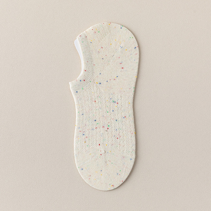 "Speckle Mist" Ultra-Thin Cotton Blend Mesh No-Show Socks