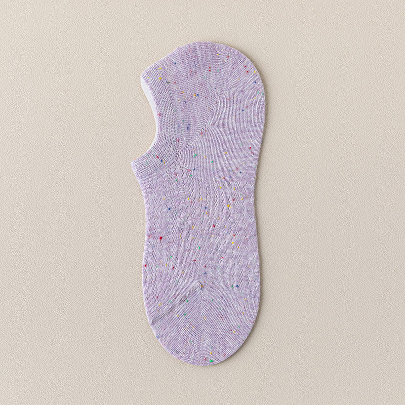 "Speckle Mist" Ultra-Thin Cotton Blend Mesh No-Show Socks