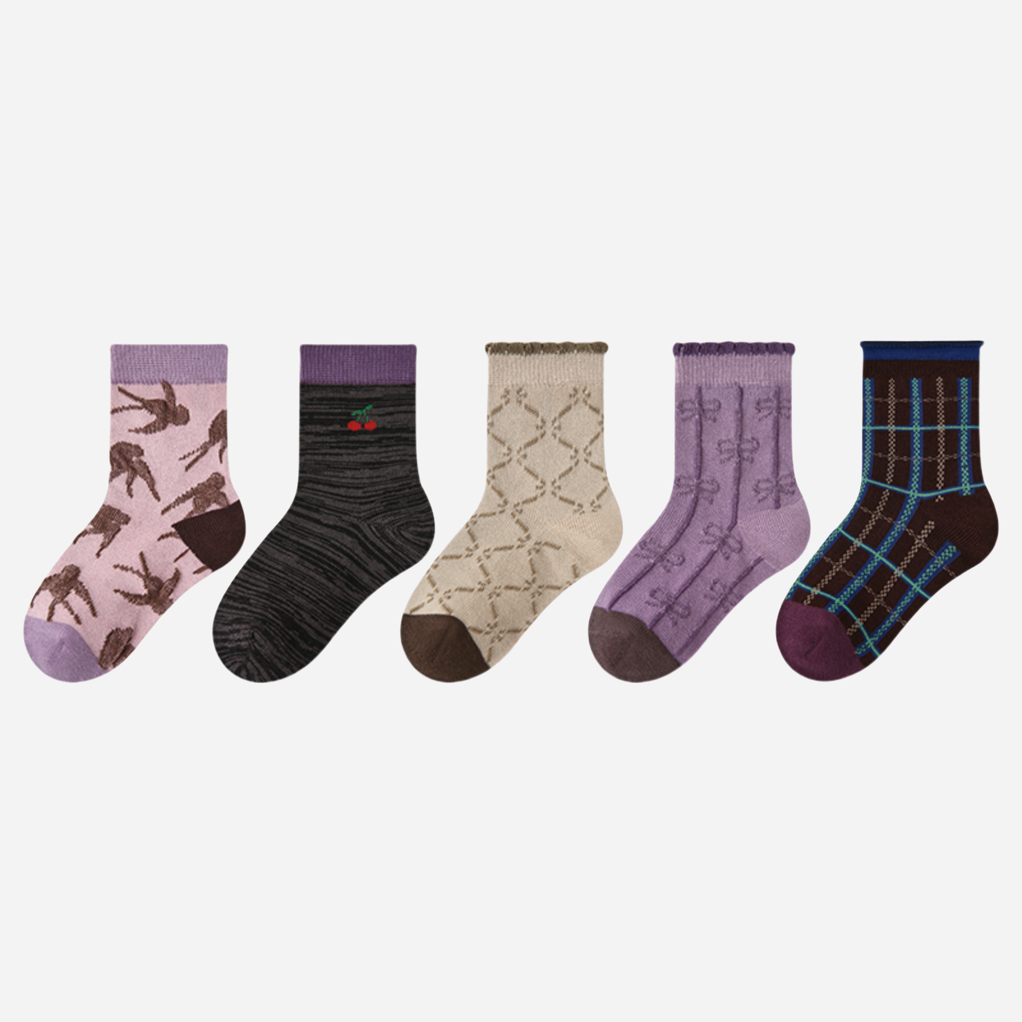 Kid's Girls' Preppy Charm Crew Socks - 5 Pairs