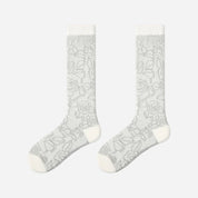 Women's Sheer Graphic Rose Calf Socks - product photo showing seamless stretch comfort
