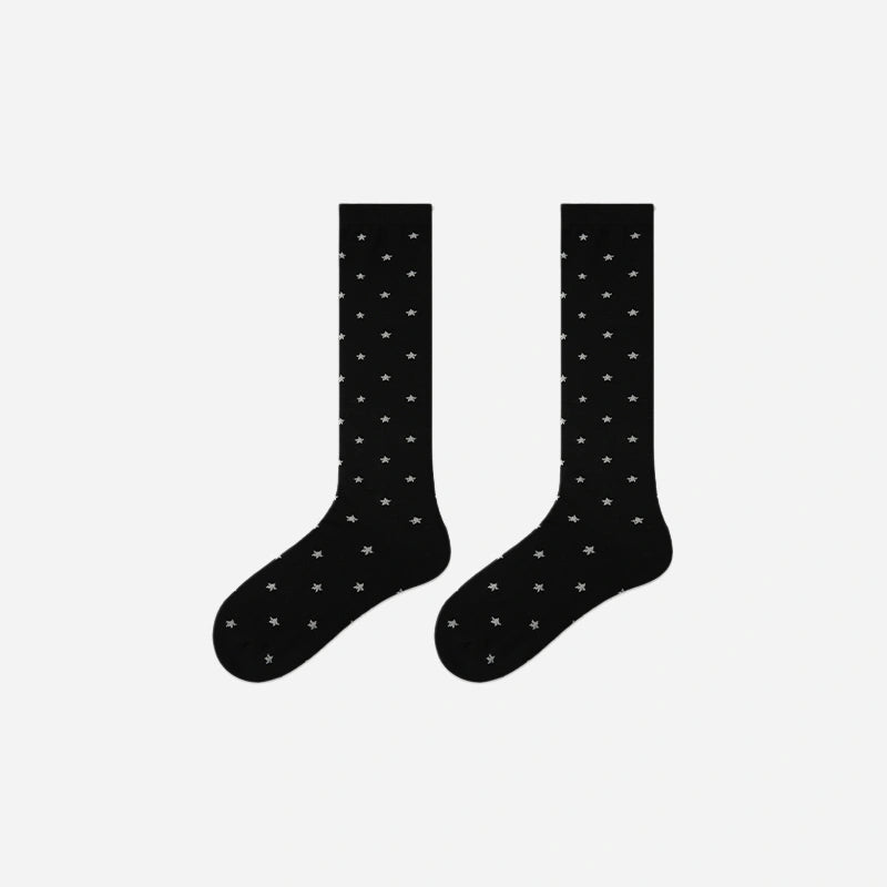 Women's Shimmer Star Knee-High Socks - product photo showing seamless stretch comfort