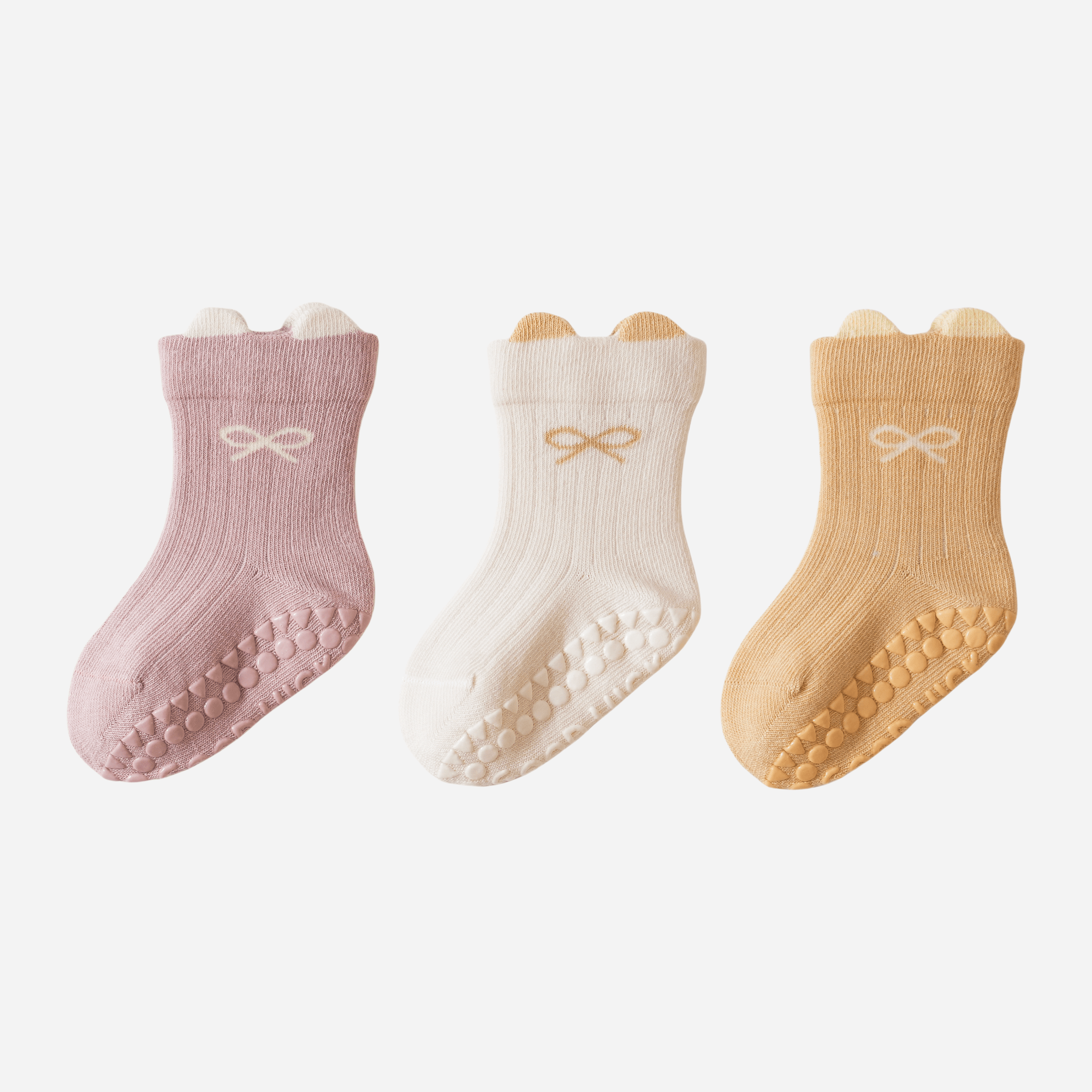 Babies Dainty Bow Grip Socks-3 Pack - Weavasocks