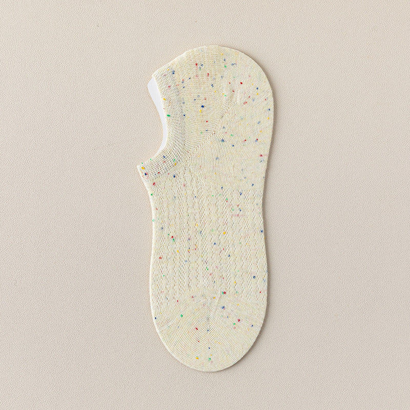 "Speckle Mist" Ultra-Thin Cotton Blend Mesh No-Show Socks