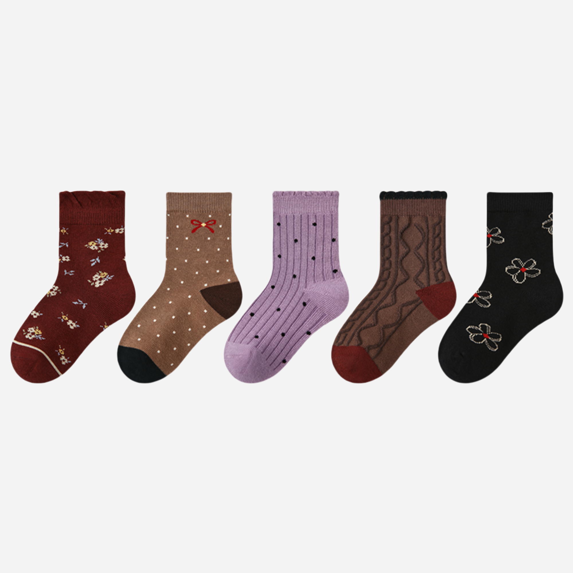 Kids' Plum Cocoa Bowties-5 Pack